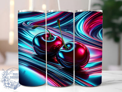 3D Holographic Cherry Tumbler, Cherry Hologram Design, 3D Cherry Tumbler, 20Oz Wrap Design, Holographic Sublimation, Shiny Cherry Art, Vibrant Cherry Theme Sublimation ToriDesigns 