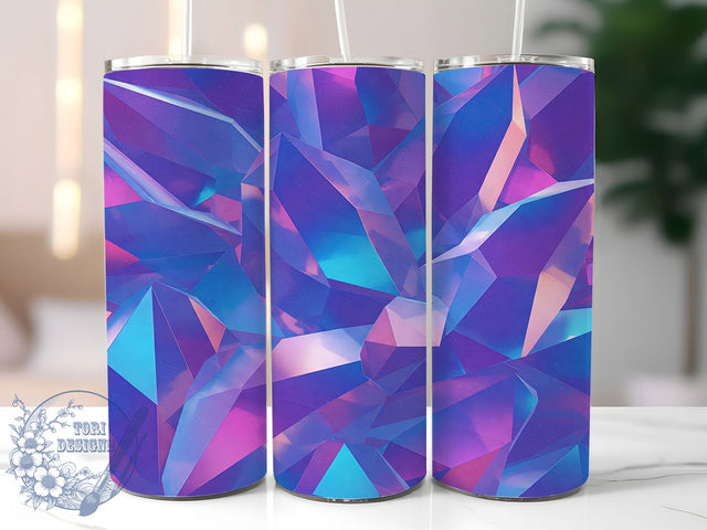 3D Holographic Glitter Tumbler, Holographic Crystal Wrap, 20oz Tumbler Sublimation, Iridescent Sparkle Design, Shimmering Gemstone Art, Rainbow Prism Aesthetic, Luxe Glam Print Sublimation ToriDesigns 