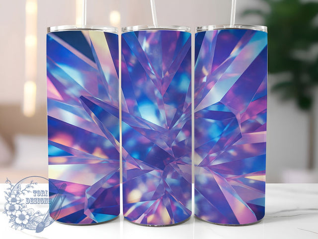 3D Holographic Glitter Tumbler, Holographic Crystal Wrap, 20oz Tumbler Sublimation, Iridescent Sparkle Design, Shimmering Gemstone Art, Rainbow Prism Aesthetic, Luxe Glam Print Sublimation ToriDesigns 