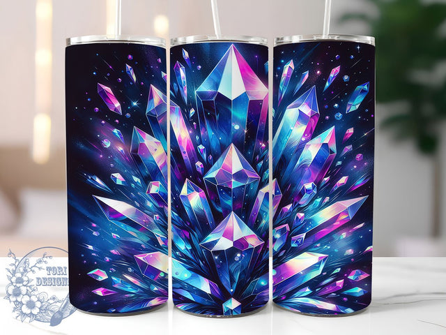 3D Holographic Glitter Tumbler, Holographic Crystal Wrap, 20oz Tumbler Sublimation, Iridescent Sparkle Design, Shimmering Gemstone Art, Rainbow Prism Aesthetic, Luxe Glam Print Sublimation ToriDesigns 