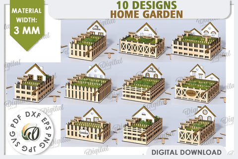 3D Home Garden Laser Cut Bundle. Garden Plant House SVG SVG Evgenyia Guschina 
