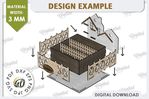 3D Home Garden Laser Cut. Garden Plant House SVG SVG Evgenyia Guschina 