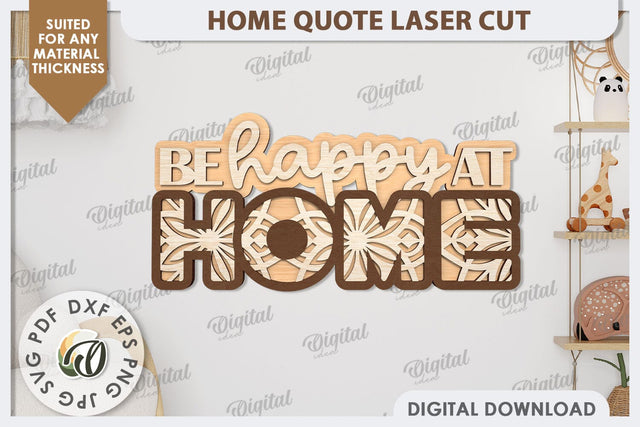3D Home Quote Laser Cut. Home Wall Decor SVG Design SVG Evgenyia Guschina 