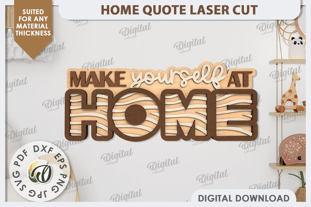 3D Home Quote Laser Cut. Home Wall Decor SVG Design SVG Evgenyia Guschina 