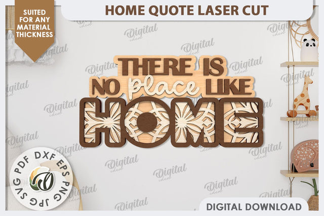 3D Home Quote Laser Cut. Home Wall Decor SVG Design SVG Evgenyia Guschina 