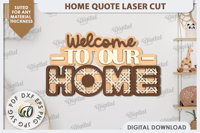 3D Home Quote Laser Cut. Home Wall Decor SVG Design SVG Evgenyia Guschina 