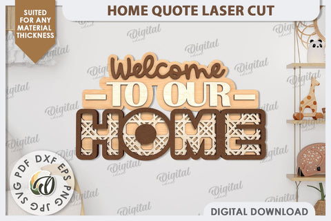 3D Home Quote Laser Cut. Home Wall Decor SVG Design SVG Evgenyia Guschina 