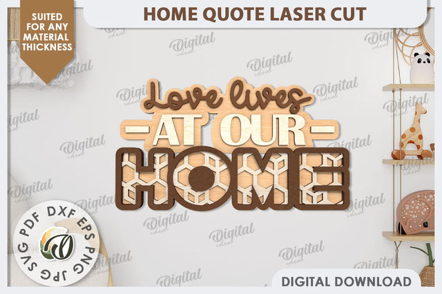 3D Home Quote Laser Cut. Home Wall Decor SVG Design SVG Evgenyia Guschina 