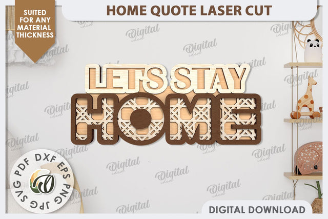 3D Home Quote Laser Cut. Home Wall Decor SVG Design SVG Evgenyia Guschina 