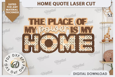 3D Home Quote Laser Cut. Home Wall Decor SVG Design SVG Evgenyia Guschina 