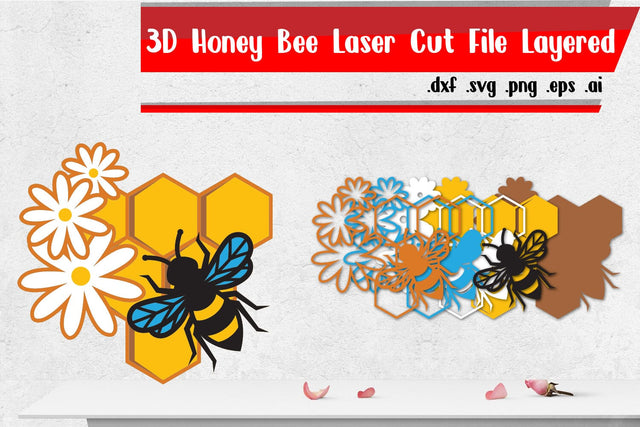 3D Honey Bee Layered Cut Files SVG zafrans studio 