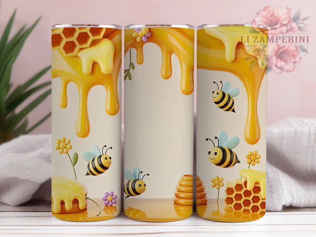 3D Honeycomb Bee Tumbler, Honeycomb Tumbler Design, Rustic Bee Wrap, Vibrant Honey Wrap, Whimsical Bee Wrap, Sublimation Design, Trendy Gift Idea Sublimation Li Zamperini 
