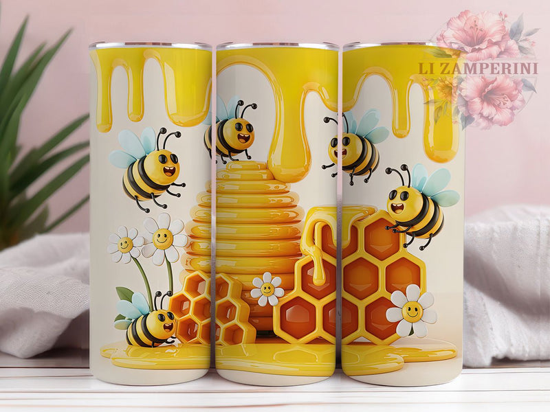 3D Honeycomb Bee Tumbler, Honeycomb Tumbler Design, Rustic Bee Wrap, Vibrant Honey Wrap, Whimsical Bee Wrap, Sublimation Design, Trendy Gift Idea Sublimation Li Zamperini 