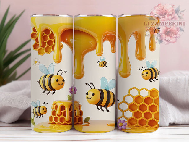 3D Honeycomb Bee Tumbler, Honeycomb Tumbler Design, Rustic Bee Wrap, Vibrant Honey Wrap, Whimsical Bee Wrap, Sublimation Design, Trendy Gift Idea Sublimation Li Zamperini 