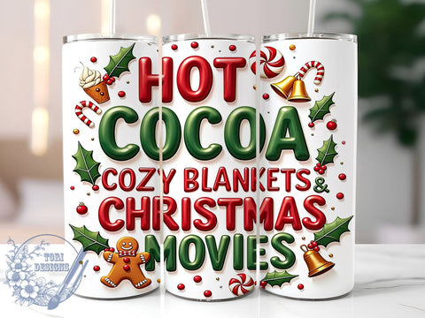 3D Hot Chocolate Tumbler, Puffy Gingerbread Wrap, Christmas Drinkware, 20oz Sublimation Design, Inflated Tumbler Wrap, Festive Holiday Cup, Cute Christmas Mug Sublimation ToriDesigns 