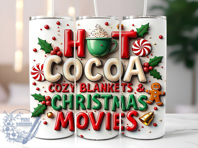 3D Hot Chocolate Tumbler, Puffy Gingerbread Wrap, Christmas Drinkware, 20oz Sublimation Design, Inflated Tumbler Wrap, Festive Holiday Cup, Cute Christmas Mug Sublimation ToriDesigns 
