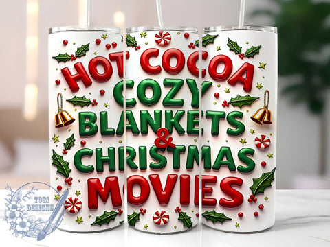 3D Hot Chocolate Tumbler, Puffy Gingerbread Wrap, Christmas Drinkware, 20oz Sublimation Design, Inflated Tumbler Wrap, Festive Holiday Cup, Cute Christmas Mug Sublimation ToriDesigns 