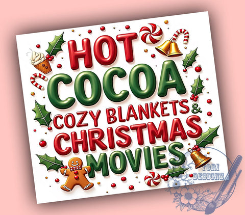 3D Hot Chocolate Tumbler, Puffy Gingerbread Wrap, Christmas Drinkware, 20oz Sublimation Design, Inflated Tumbler Wrap, Festive Holiday Cup, Cute Christmas Mug Sublimation ToriDesigns 