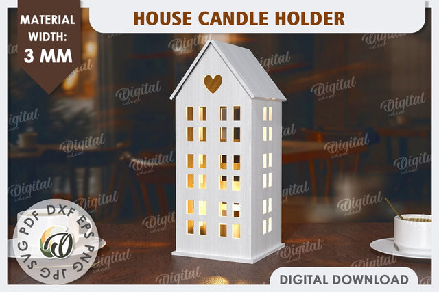 3D House Laser Cut. Home Decor. House Candle Holder SVG SVG Evgenyia Guschina 