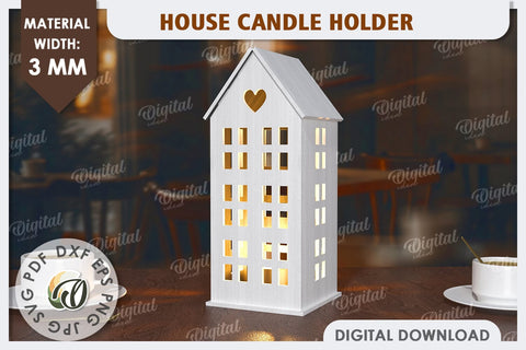 3D House Laser Cut. Home Decor. House Candle Holder SVG SVG Evgenyia Guschina 