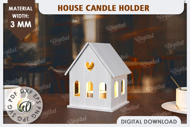 3D House Laser Cut. Home Decor. House Candle Holder SVG SVG Evgenyia Guschina 