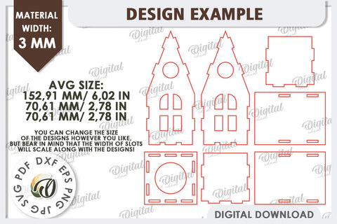 3D House Laser Cut. Home Decor. House Candle Holder SVG SVG Evgenyia Guschina 