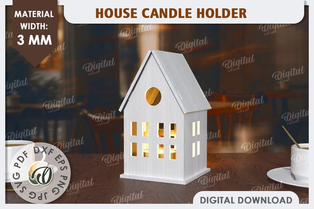 3D House Laser Cut. Home Decor. House Candle Holder SVG SVG Evgenyia Guschina 