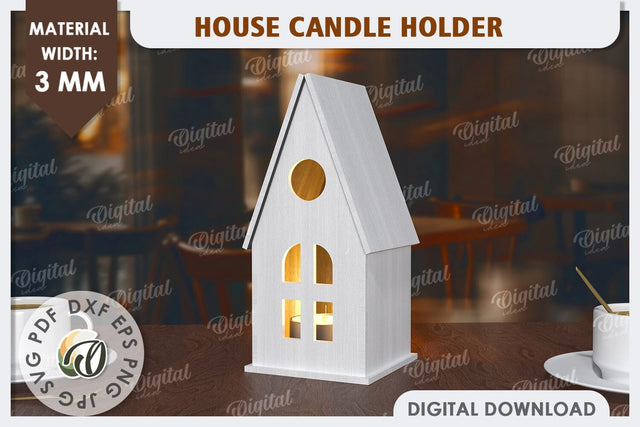 3D House Laser Cut. Home Decor. House Candle Holder SVG SVG Evgenyia Guschina 
