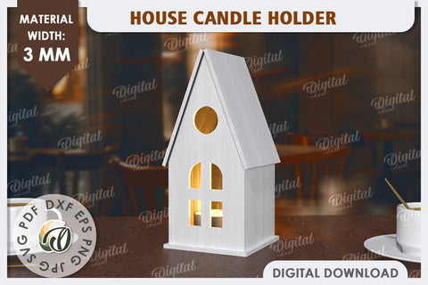 3D House Laser Cut. Home Decor. House Candle Holder SVG SVG Evgenyia Guschina 