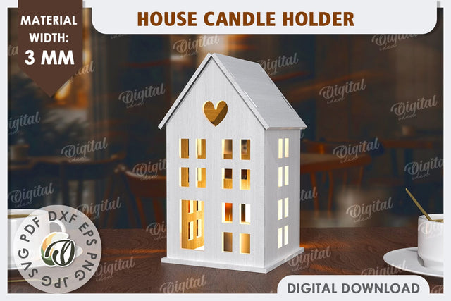 3D House Laser Cut. Home Decor. House Candle Holder SVG SVG Evgenyia Guschina 