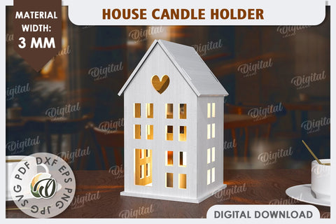 3D House Laser Cut. Home Decor. House Candle Holder SVG SVG Evgenyia Guschina 
