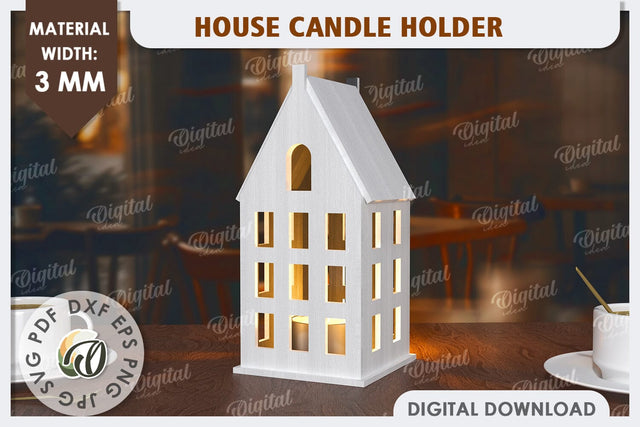 3D House Laser Cut. Home Decor. House Candle Holder SVG SVG Evgenyia Guschina 