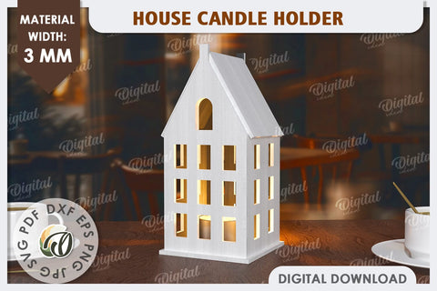 3D House Laser Cut. Home Decor. House Candle Holder SVG SVG Evgenyia Guschina 