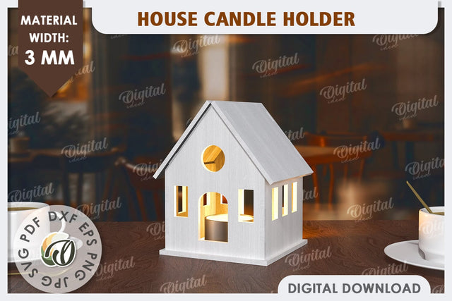 3D House Laser Cut. Home Decor. House Candle Holder SVG SVG Evgenyia Guschina 