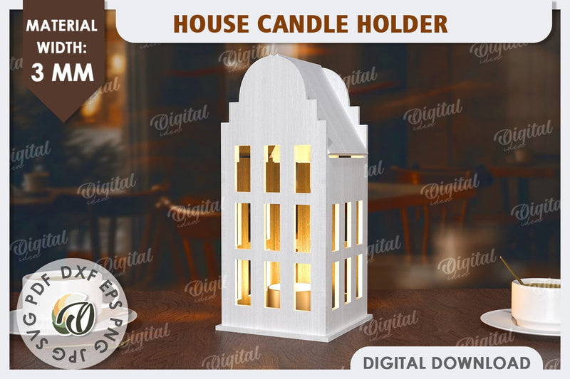 3D House Laser Cut. Home Decor. House Candle Holder SVG SVG Evgenyia Guschina 