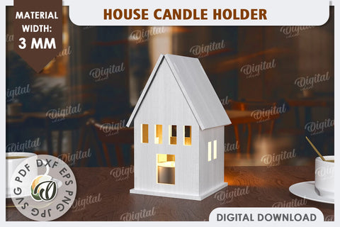 3D Houses Laser Cut Bundle. House Candle Holders SVG SVG Evgenyia Guschina 