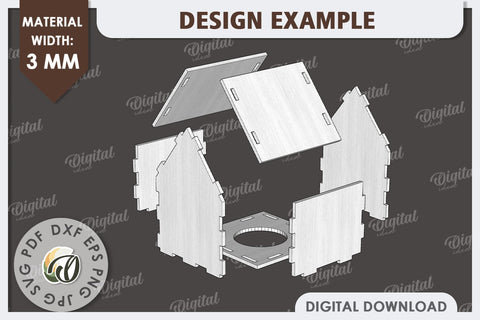 3D Houses Laser Cut Bundle. House Candle Holders SVG SVG Evgenyia Guschina 