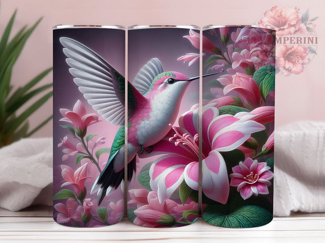 3D Hummingbirds Floral 20oz Tumbler Wrap PNG, Pink Hummingbird Tumbler PNG Sublimation Design, Straight & Tapered Tumbler Wrap, Instant Digital Download Sublimation Li Zamperini 
