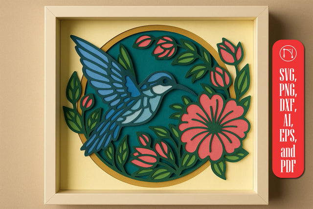 3D Hummingbirds Shadow Box SVG Cut File SVG MD JOYNAL ABDIN 