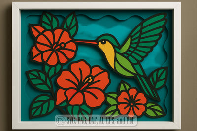 3D Hummingbirds Shadow Box SVG Cut File SVG MD JOYNAL ABDIN 