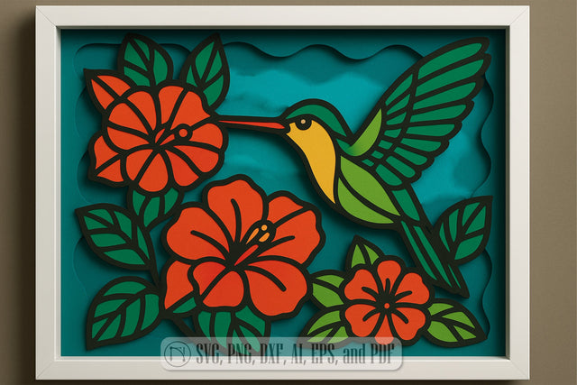 3D Hummingbirds Shadow Box SVG Cut File SVG MD JOYNAL ABDIN 