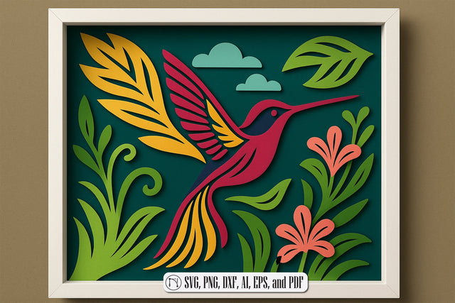 3D Hummingbirds Shadow Box SVG Cut File SVG MD JOYNAL ABDIN 