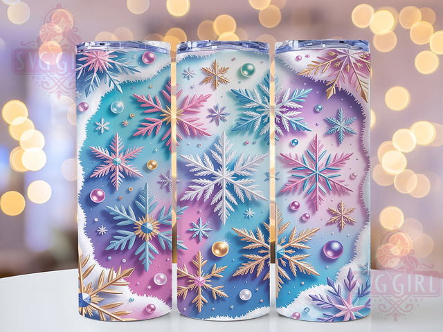 3D Icy Glitter Snowflake Tumbler, Icy Glitter Christmas Sublimation Design, Festive Holiday Cup Art, 20oz Xmas Tumbler, Whimsical Snowflake Mug, Stylish Glitter Cup, Cozy Winter Wrap Sublimation SvggirlplusArt 