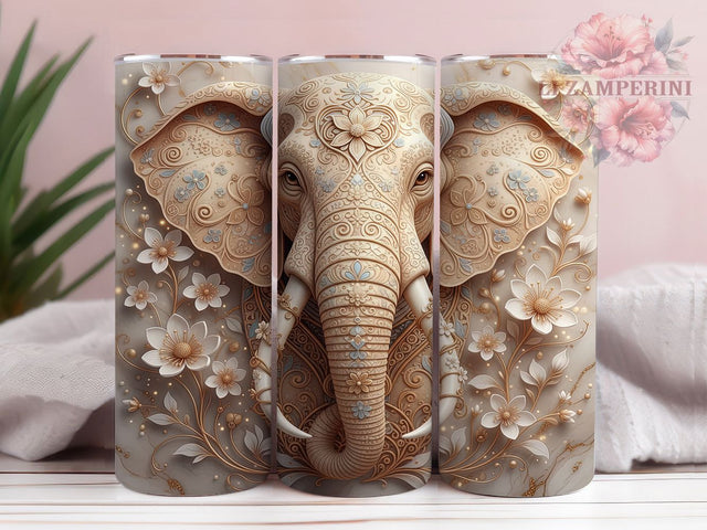 3D Indian Elephant Tumbler, Indian Elephant Wrap, Elephant Sublimation Design, 20oz Elephant Tumbler, Exotic Elephant Art, Cultural Elephant Mug, Whimsical Elephant Cup Sublimation Li Zamperini 