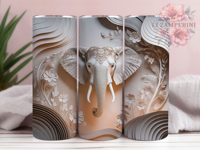 3D Indian Elephant Tumbler, Indian Elephant Wrap, Elephant Sublimation Design, 20oz Elephant Tumbler, Exotic Elephant Art, Cultural Elephant Mug, Whimsical Elephant Cup Sublimation Li Zamperini 