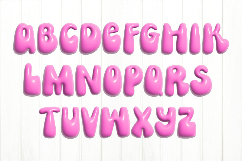 3D Inflated Alphabet Bundle PNG. Pink Puffy Alphabet PNG - So Fontsy
