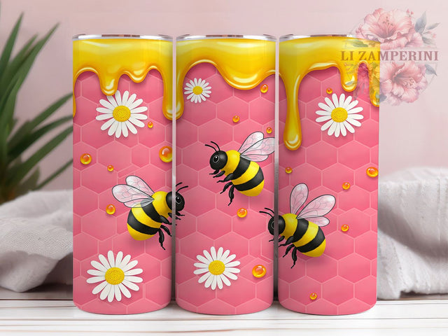 3D Inflated Bee Tumbler, Inflated Bee Design, 20oz Sublimation Wrap, Cute Bee Tumbler, Bee Lover Drinkware, Fun Bee Cup, Whimsical Bee Design Sublimation Li Zamperini 