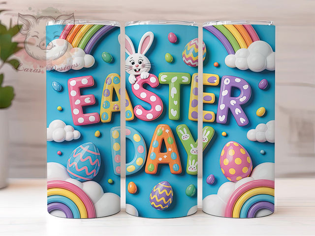 3D Inflated Bunny Egg Tumbler, Happy Easter Tumbler, 3D Bunny Wrap, Stylish 20oz Wrap, Sublimation Design, Trendy Gift Idea, Inspirational Easter Tumbler Sublimation Lara' s Designs 
