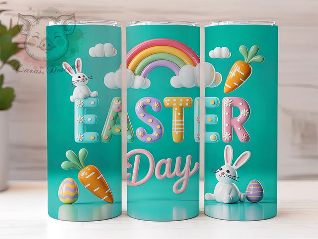 3D Inflated Bunny Egg Tumbler, Happy Easter Tumbler, 3D Bunny Wrap, Stylish 20oz Wrap, Sublimation Design, Trendy Gift Idea, Inspirational Easter Tumbler Sublimation Lara' s Designs 