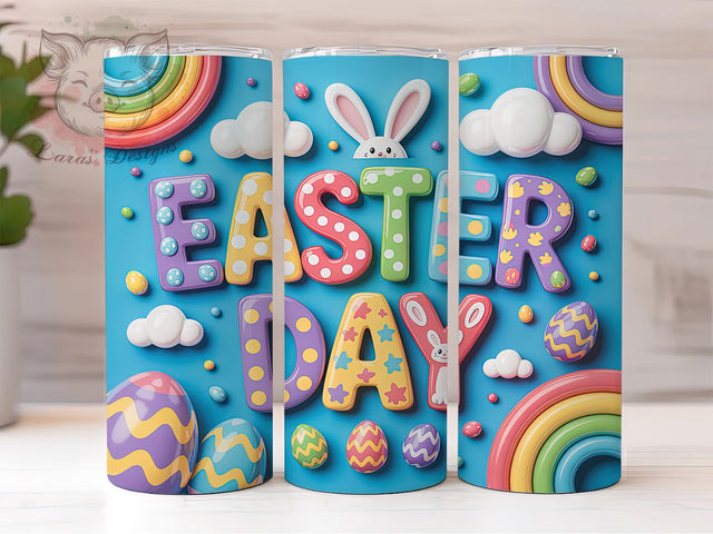 3D Inflated Bunny Egg Tumbler, Happy Easter Tumbler, 3D Bunny Wrap, Stylish 20oz Wrap, Sublimation Design, Trendy Gift Idea, Inspirational Easter Tumbler Sublimation Lara' s Designs 